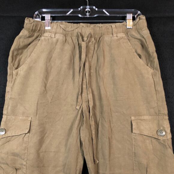 Chelsea & Violet Womens Pants Green Pull On Cargo Elastic Waist Paperbag M - Picture 2 of 12